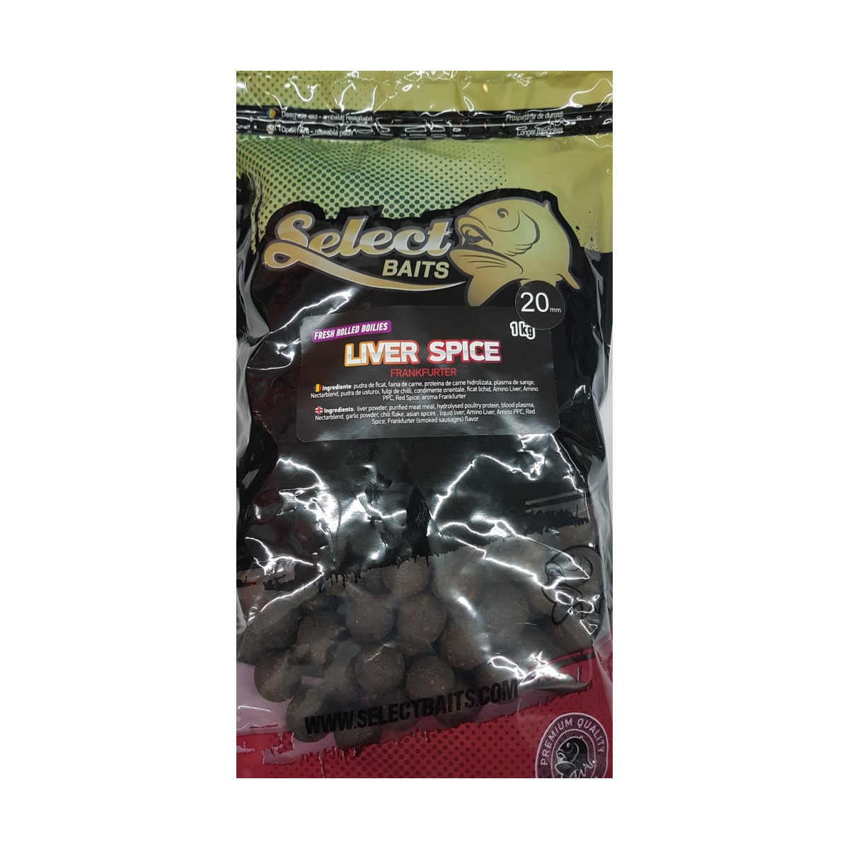 Протеинови топчета Select Baits Liver Spice+Frankfurter 1kg 20mm