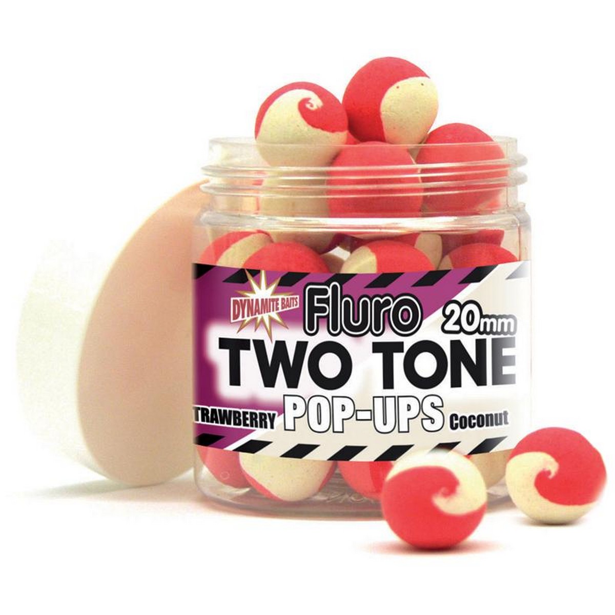 DB Boilie Pop-Up Fluro Two Tone Strawberry & Coconut - плуващи двуцветни топчета