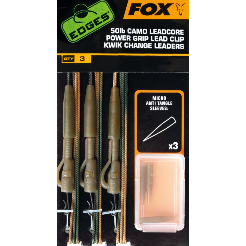 Комплект за монтаж Fox Edges 50lb Camo Leadcore Power Grip Lead Clip Kwik Change Leaders