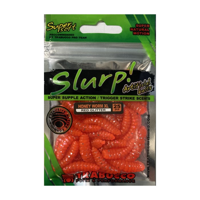Изкуствен червей Trabucco Slurp Honey Worm XL Red