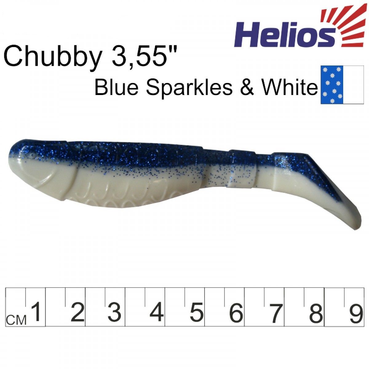 Силиконова примамка Helios Chubby 9см Blue Sparkles & White