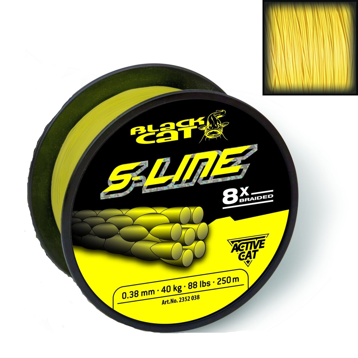 Плетено влакно за сом 0.38mm 250m Black Cat S-Line Yellow