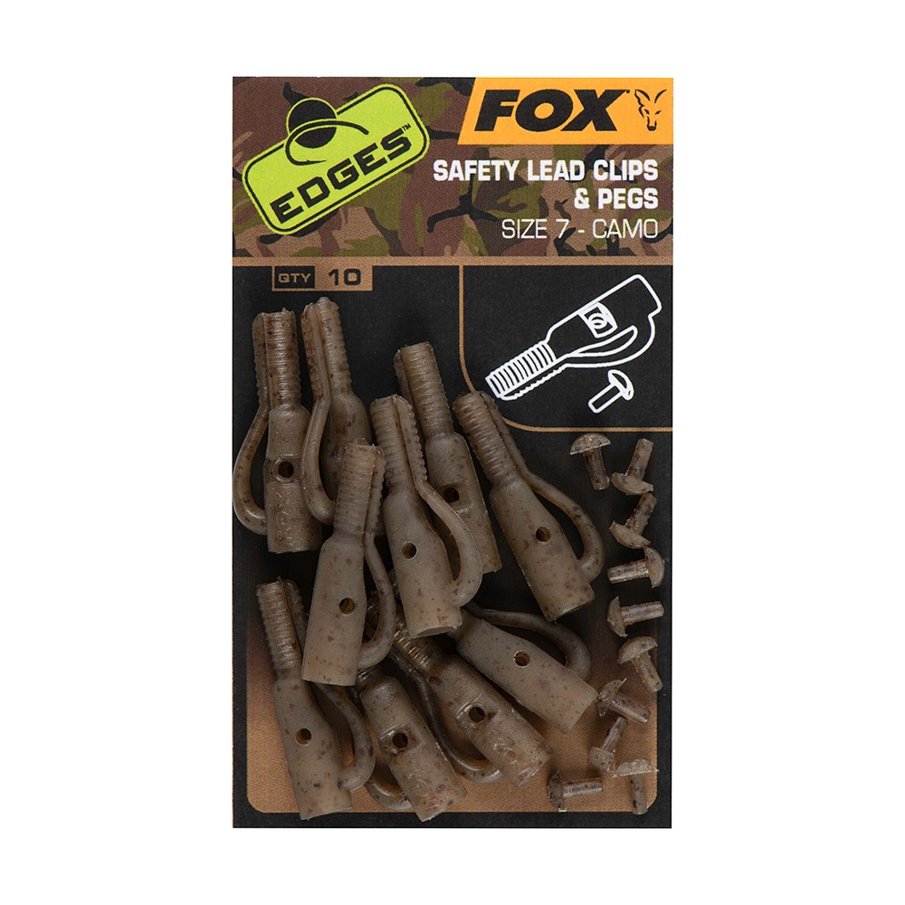 Клипс за олово Fox EDGES Camo Safety Lead Clip+Pegs size 7