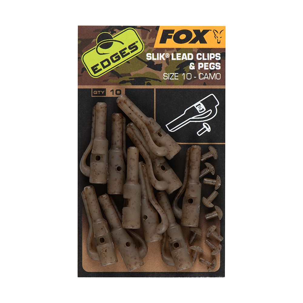 Клипс за олово Fox EDGES Camo Slik Lead Clip+Pegs size 10