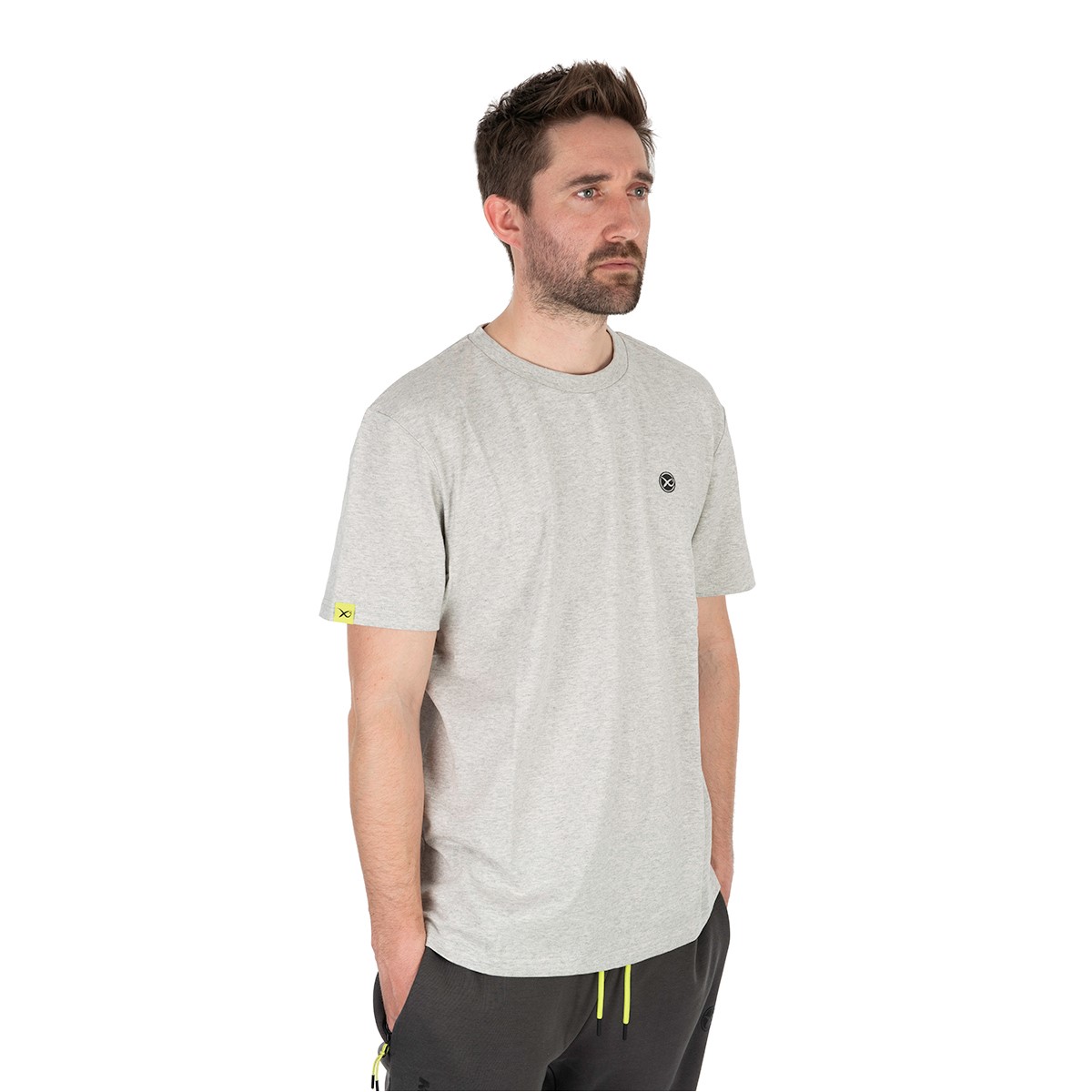 Тениска Matrix Large Logo T-Shirt Marl Grey Lime